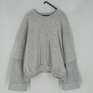 Zara Combination Shirt Wide Sleeve Crewneck Sweater